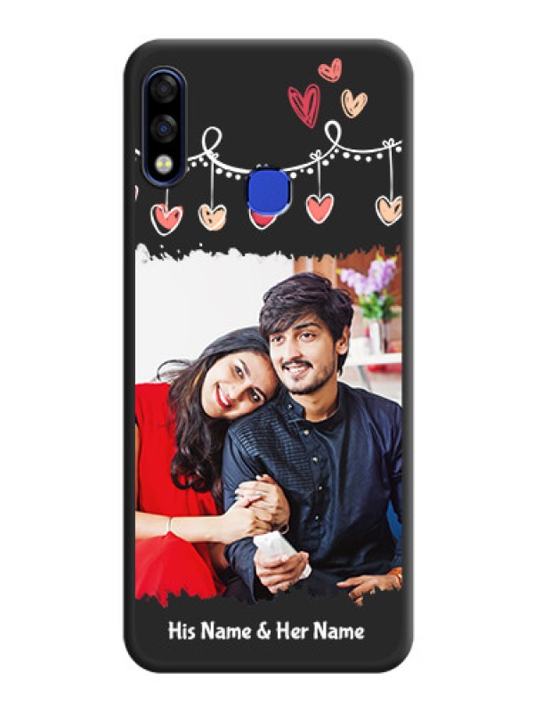 Custom Pink Love Hangings with Name on Space Black Custom Soft Matte Phone Cases - Infinix Hot 7 Pro