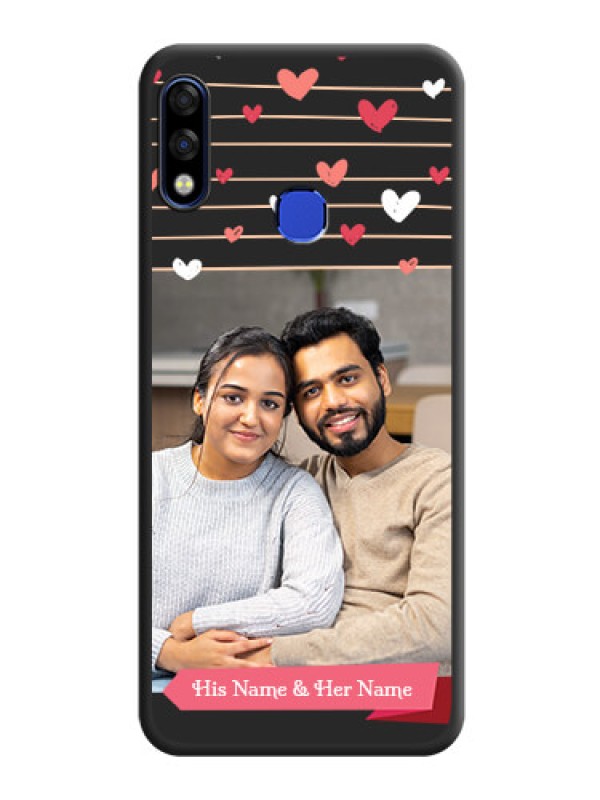 Custom Love Pattern with Name on Pink Ribbon  on Photo on Space Black Soft Matte Back Cover - Infinix Hot 7 Pro
