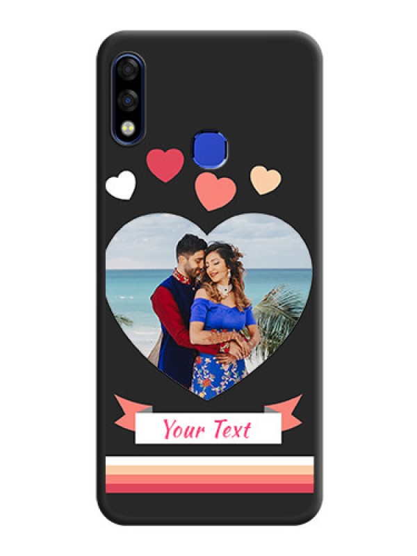 Custom Love Shaped Photo with Colorful Stripes on Personalised Space Black Soft Matte Cases - Infinix Hot 7 Pro