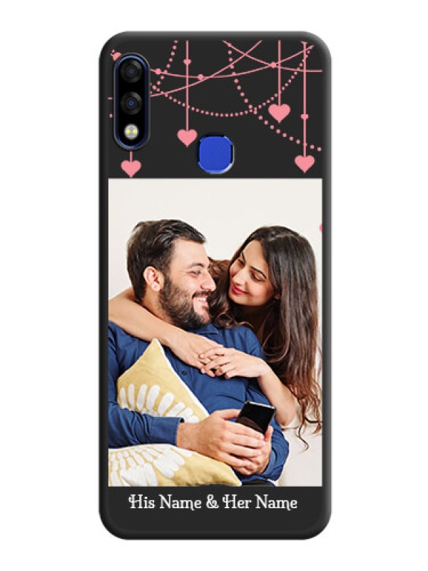 Custom Pink Love Hangings with Text on Space Black Custom Soft Matte Back Cover - Infinix Hot 7 Pro