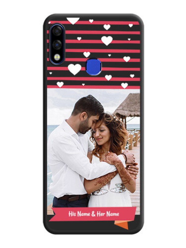 Custom White Color Love Symbols with Pink Lines Pattern on Space Black Custom Soft Matte Phone Cases - Infinix Hot 7 Pro