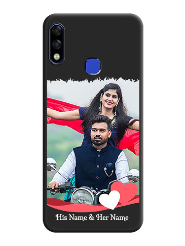 Custom Pin Color Love Shaped Ribbon Design with Text on Space Black Custom Soft Matte Phone Back Cover - Infinix Hot 7 Pro