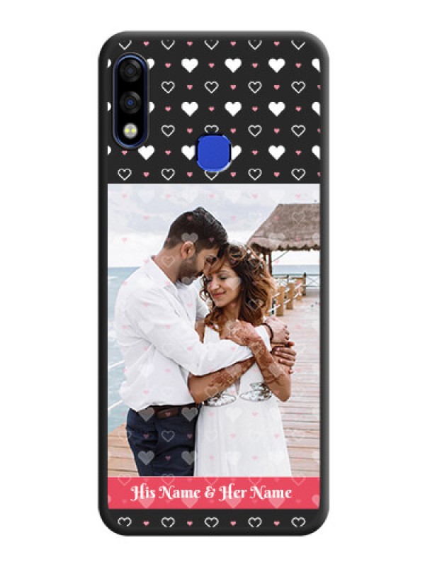 Custom White Color Love Symbols with Text Design on Photo on Space Black Soft Matte Phone Cover - Infinix Hot 7 Pro