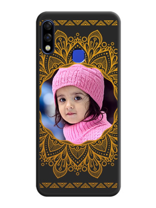 Custom Round Image with Floral Design on Photo on Space Black Soft Matte Mobile Cover - Infinix Hot 7 Pro