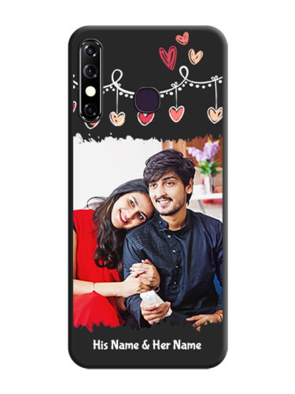 Custom Pink Love Hangings with Name on Space Black Custom Soft Matte Phone Cases - Infinix Hot 8
