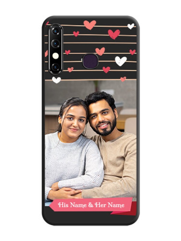 Custom Love Pattern with Name on Pink Ribbon - Photo on Space Black Soft Matte Back Cover - Infinix Hot 8