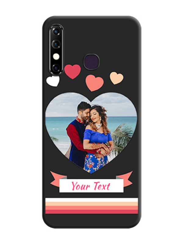 Custom Love Shaped Photo with Colorful Stripes on Personalised Space Black Soft Matte Cases - Infinix Hot 8
