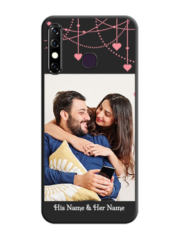 Custom Pink Love Hangings with Text on Space Black Custom Soft Matte Back Cover - Infinix Hot 8