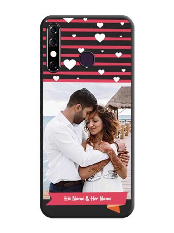 Custom White Color Love Symbols with Pink Lines Pattern on Space Black Custom Soft Matte Phone Cases - Infinix Hot 8