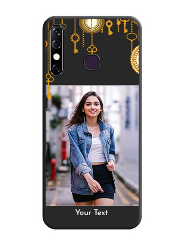 Custom Decorative Design with Text on Space Black Custom Soft Matte Back Cover - Infinix Hot 8