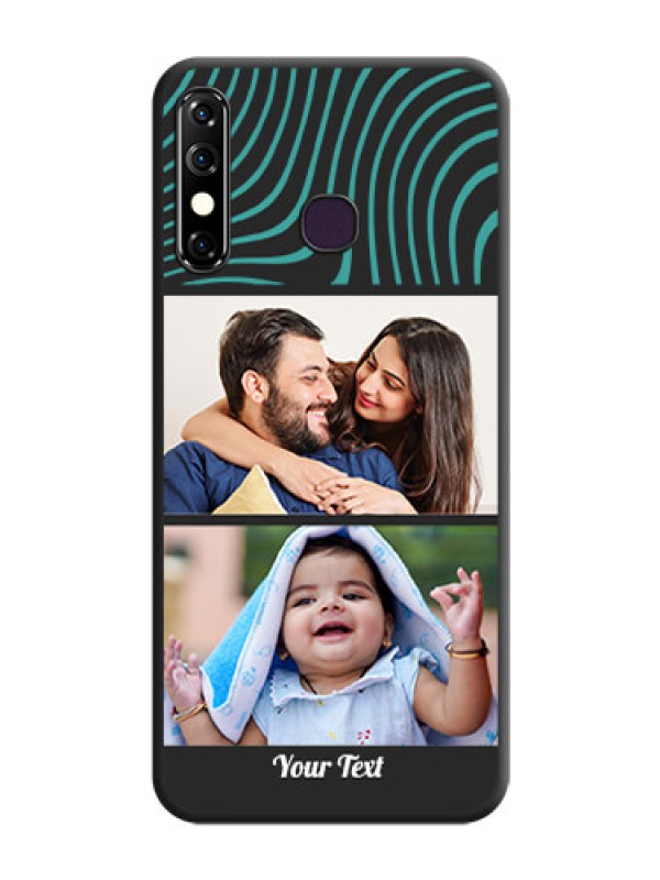 Custom Wave Pattern with 2 Image Holder on Space Black Personalized Soft Matte Phone Covers - Infinix Hot 8