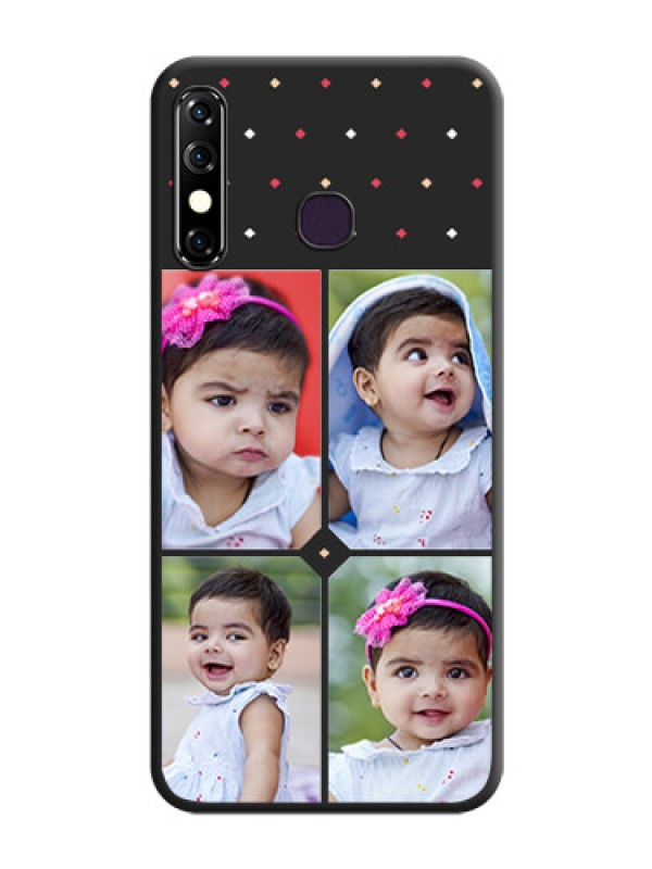 Custom Multicolor Dotted Pattern with 4 Image Holder on Space Black Custom Soft Matte Phone Cases - Infinix Hot 8