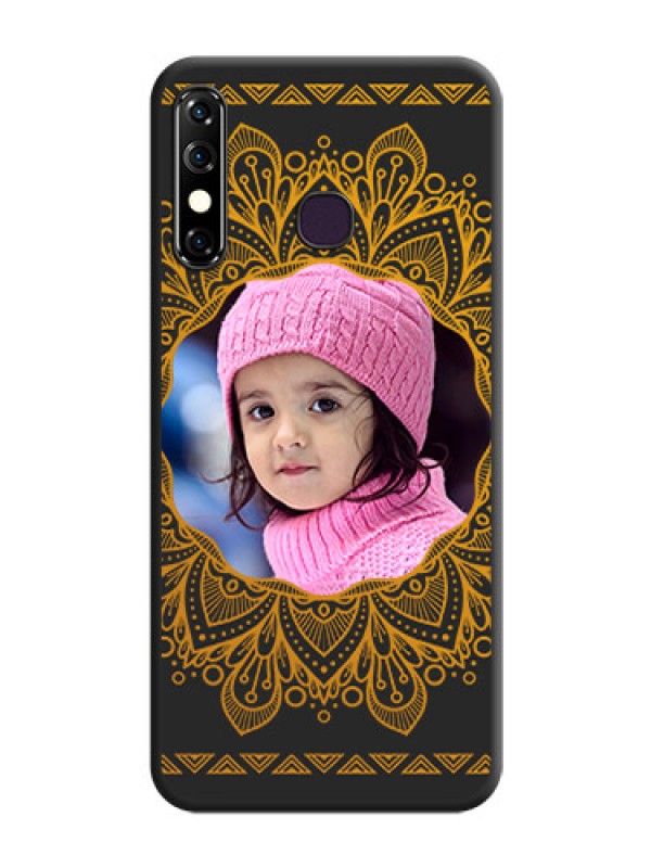 Custom Round Image with Floral Design - Photo on Space Black Soft Matte Mobile Cover - Infinix Hot 8