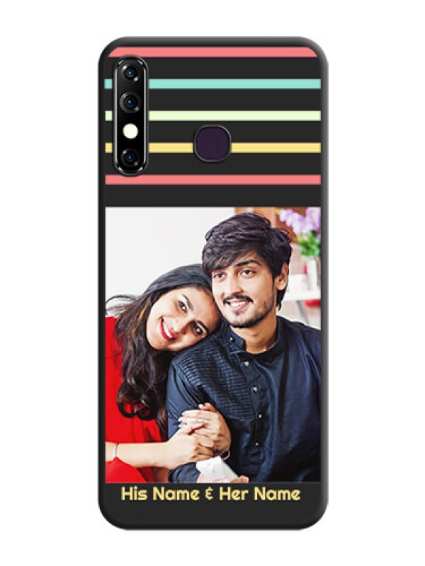 Custom Color Stripes with Photo and Text - Photo on Space Black Soft Matte Mobile Case - Infinix Hot 8