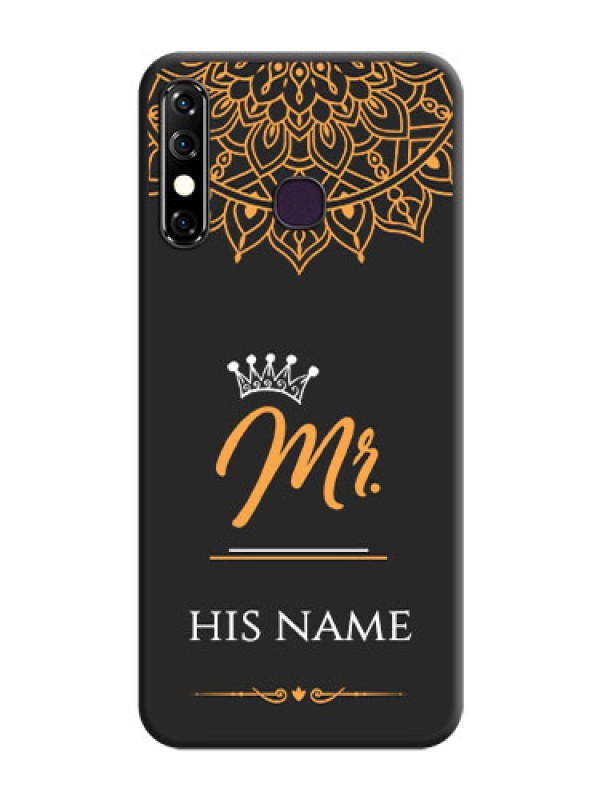 Custom Mr Name with Floral Design on Personalised Space Black Soft Matte Cases - Infinix Hot 8