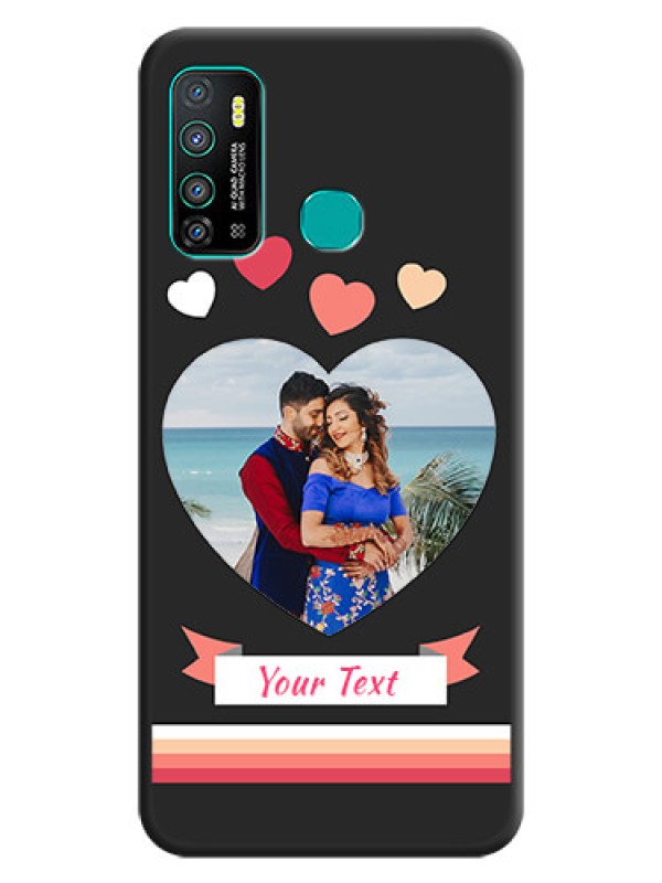 Custom Love Shaped Photo with Colorful Stripes on Personalised Space Black Soft Matte Cases - Infinix Hot 9 Pro