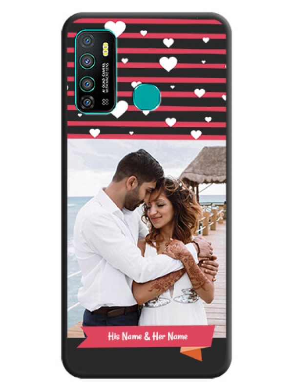 Custom White Color Love Symbols with Pink Lines Pattern on Space Black Custom Soft Matte Phone Cases - Infinix Hot 9 Pro
