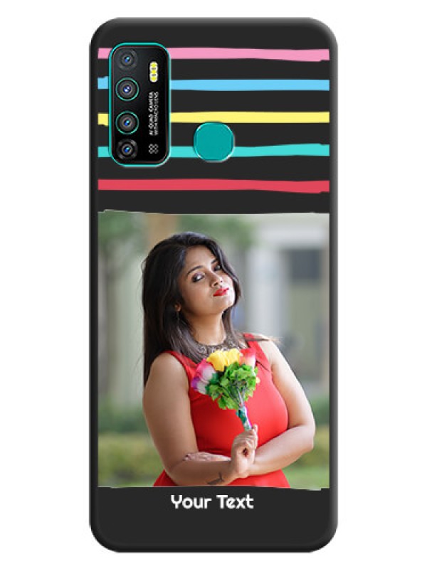 Custom Multicolor Lines with Image on Space Black Personalized Soft Matte Phone Covers - Infinix Hot 9 Pro