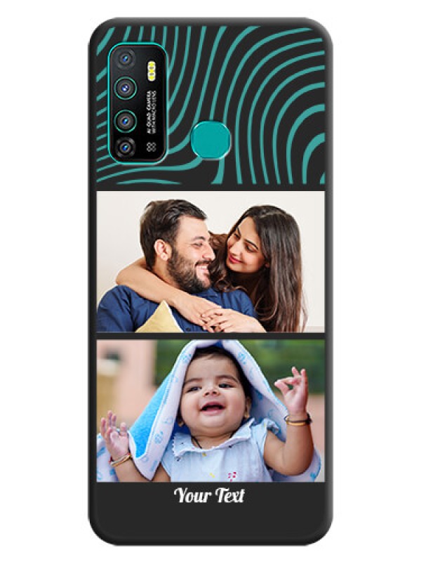 Custom Wave Pattern with 2 Image Holder on Space Black Personalized Soft Matte Phone Covers - Infinix Hot 9 Pro