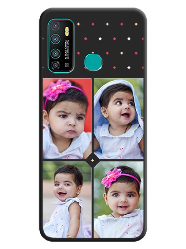 Custom Multicolor Dotted Pattern with 4 Image Holder on Space Black Custom Soft Matte Phone Cases - Infinix Hot 9 Pro