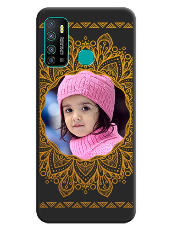 Custom Round Image with Floral Design on Photo on Space Black Soft Matte Mobile Cover - Infinix Hot 9 Pro