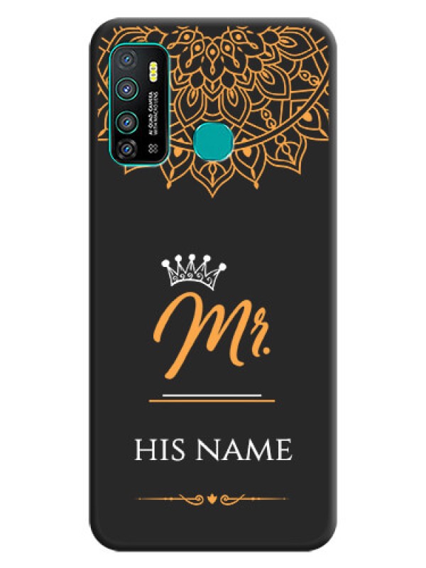 Custom Mr Name with Floral Design  on Personalised Space Black Soft Matte Cases - Infinix Hot 9 Pro