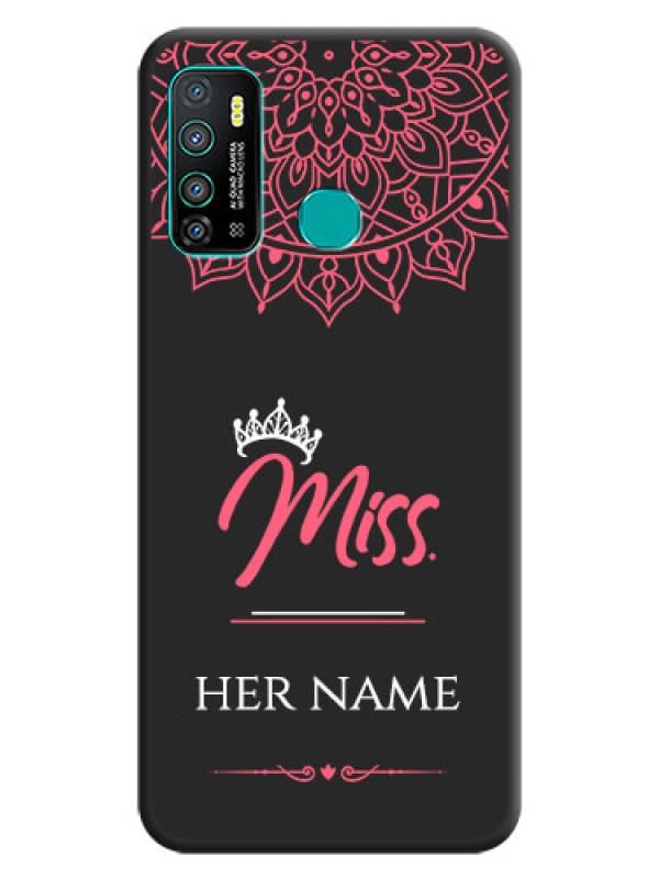 Custom Mrs Name with Floral Design on Space Black Personalized Soft Matte Phone Covers - Infinix Hot 9 Pro