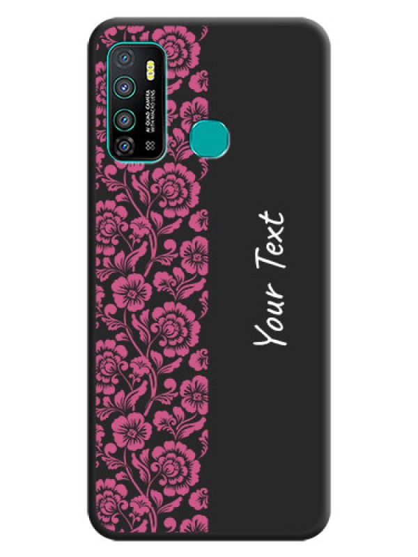 Custom Pink Floral Pattern Design With Custom Text On Space Black Personalized Soft Matte Phone Covers -Infinix Hot 9 Pro