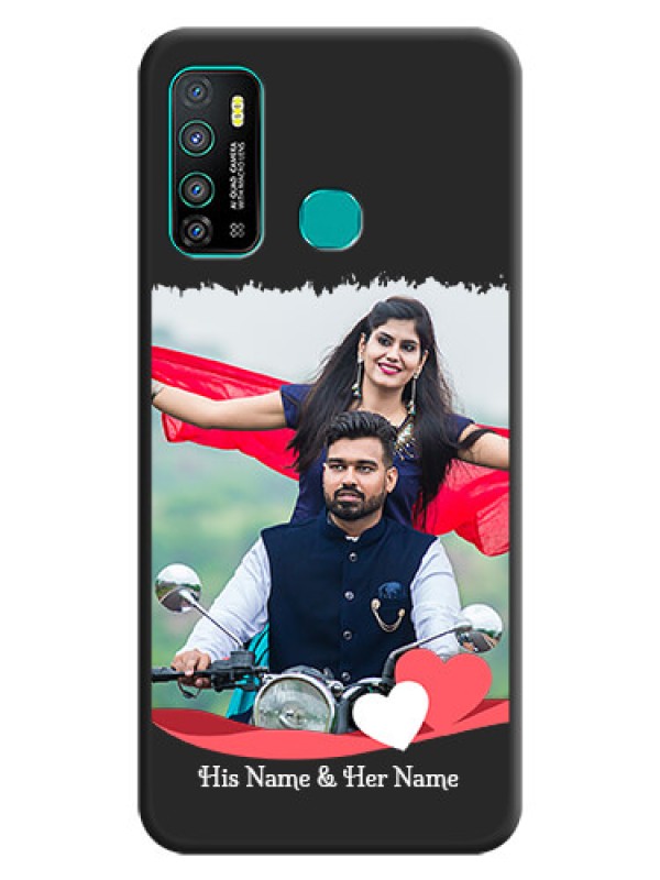 Custom Pin Color Love Shaped Ribbon Design with Text on Space Black Custom Soft Matte Phone Back Cover - Infinix Hot 9