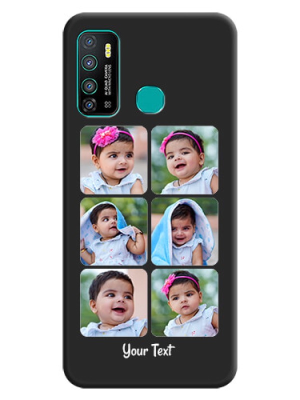 Custom Floral Art with 6 Image Holder on Photo on Space Black Soft Matte Mobile Case - Infinix Hot 9