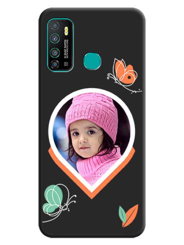 Custom Upload Pic With Simple Butterly Design On Space Black Personalized Soft Matte Phone Covers -Infinix Hot 9