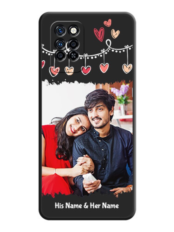 Custom Pink Love Hangings with Name on Space Black Custom Soft Matte Phone Cases - Infinix Note 10 Pro