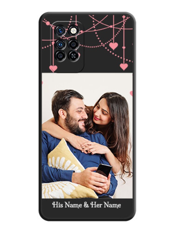 Custom Pink Love Hangings with Text on Space Black Custom Soft Matte Back Cover - Infinix Note 10 Pro