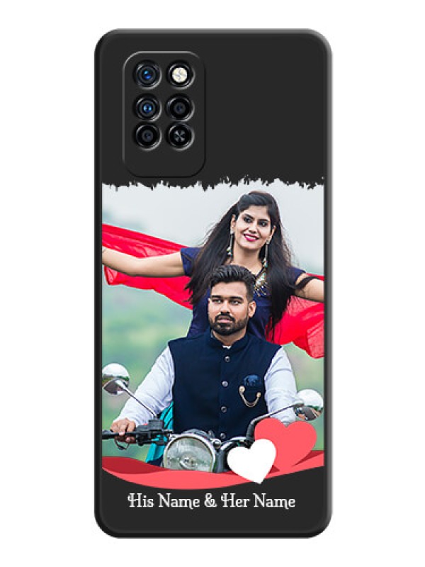 Custom Pin Color Love Shaped Ribbon Design with Text on Space Black Custom Soft Matte Phone Back Cover - Infinix Note 10 Pro