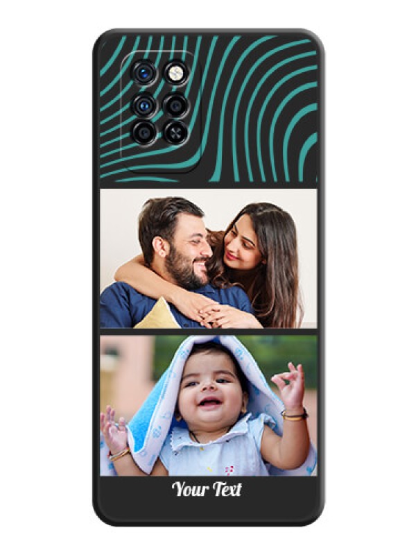 Custom Wave Pattern with 2 Image Holder on Space Black Personalized Soft Matte Phone Covers - Infinix Note 10 Pro