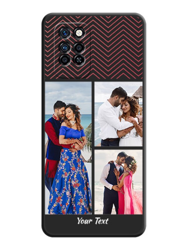 Custom Wave Pattern with 3 Image Holder on Space Black Custom Soft Matte Back Cover - Infinix Note 10 Pro