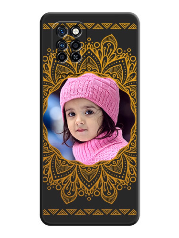 Custom Round Image with Floral Design on Photo on Space Black Soft Matte Mobile Cover - Infinix Note 10 Pro