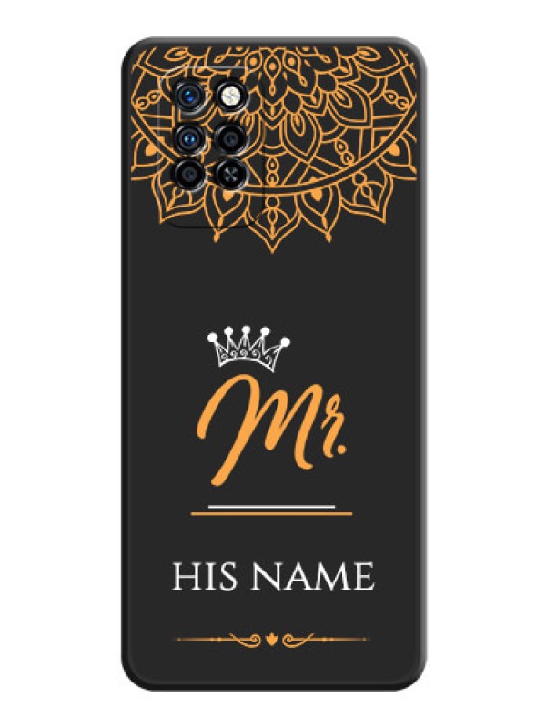 Custom Mr Name with Floral Design  on Personalised Space Black Soft Matte Cases - Infinix Note 10 Pro