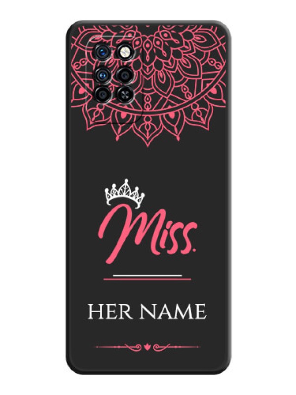 Custom Mrs Name with Floral Design on Space Black Personalized Soft Matte Phone Covers - Infinix Note 10 Pro