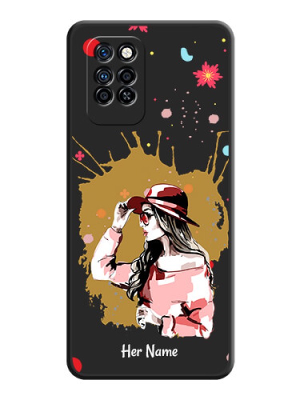 Custom Mordern Lady With Color Splash Background With Custom Text On Space Black Personalized Soft Matte Phone Covers -Infinix Note 10 Pro
