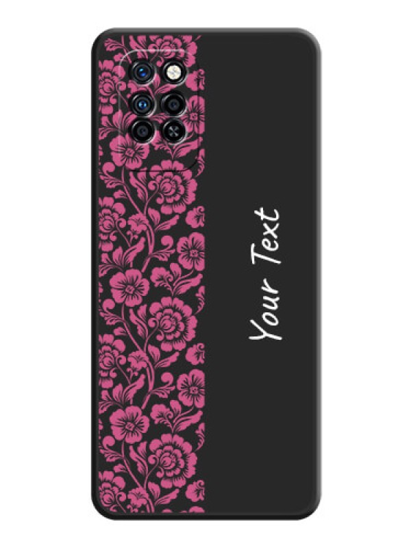 Custom Pink Floral Pattern Design With Custom Text On Space Black Personalized Soft Matte Phone Covers -Infinix Note 10 Pro