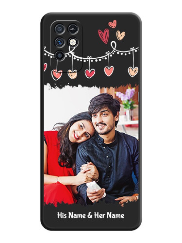 Custom Pink Love Hangings with Name on Space Black Custom Soft Matte Phone Cases - Infinix Note 10