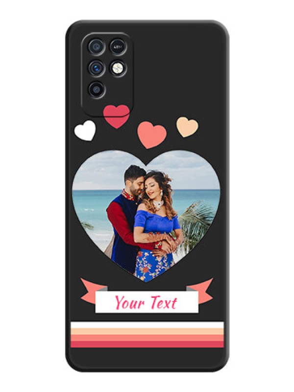 Custom Love Shaped Photo with Colorful Stripes on Personalised Space Black Soft Matte Cases - Infinix Note 10