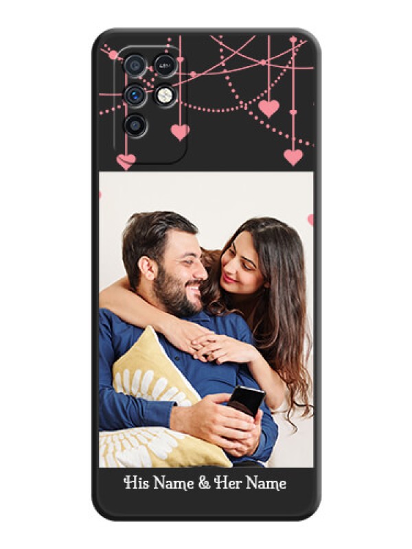 Custom Pink Love Hangings with Text on Space Black Custom Soft Matte Back Cover - Infinix Note 10