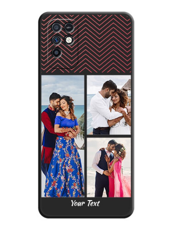 Custom Wave Pattern with 3 Image Holder on Space Black Custom Soft Matte Back Cover - Infinix Note 10