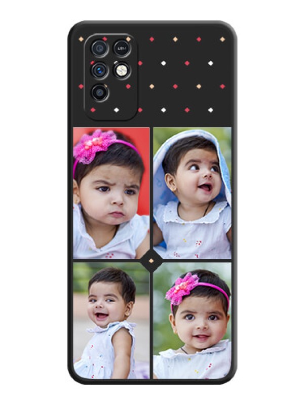 Custom Multicolor Dotted Pattern with 4 Image Holder on Space Black Custom Soft Matte Phone Cases - Infinix Note 10