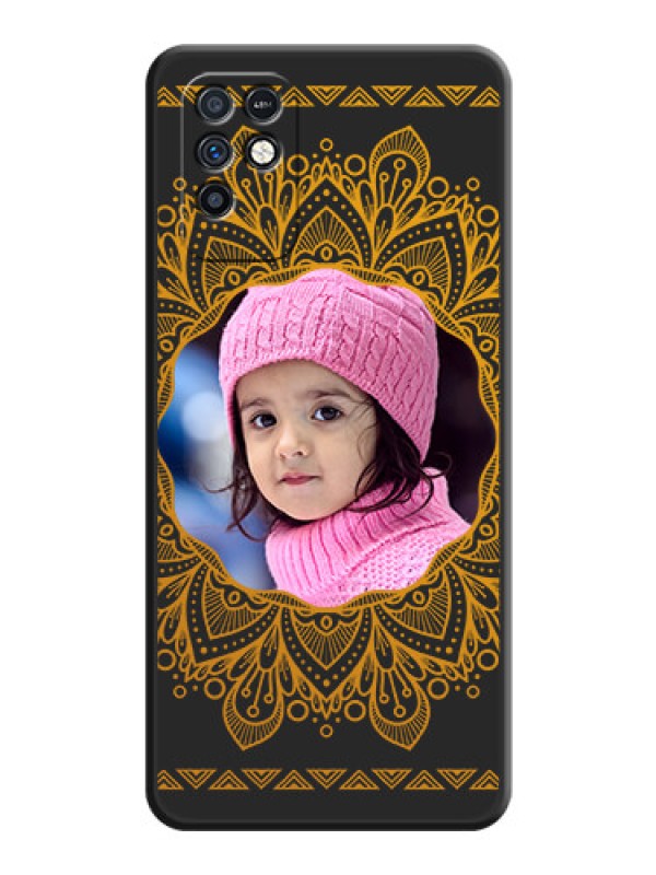 Custom Round Image with Floral Design on Photo on Space Black Soft Matte Mobile Cover - Infinix Note 10