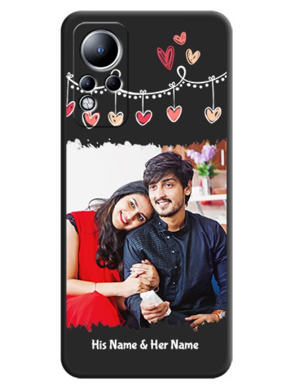 Custom Pink Love Hangings with Name on Space Black Custom Soft Matte Phone Cases - Infinix Note 11