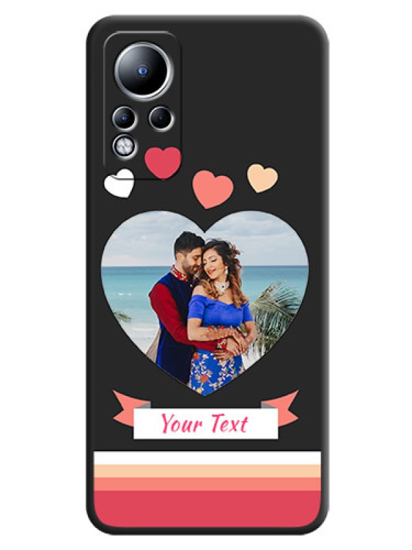Custom Love Shaped Photo with Colorful Stripes on Personalised Space Black Soft Matte Cases - Infinix Note 11