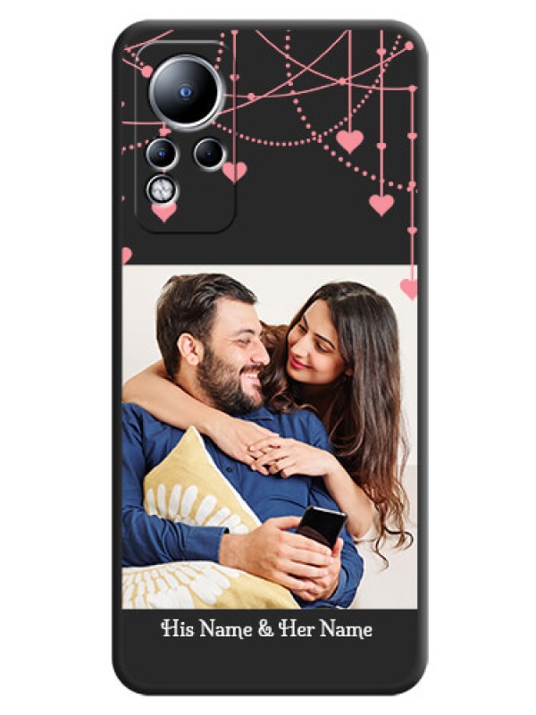 Custom Pink Love Hangings with Text on Space Black Custom Soft Matte Back Cover - Infinix Note 11